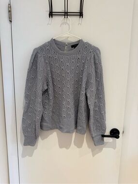 J. Crew Light Gray Cable Knit Crewneck Sweater